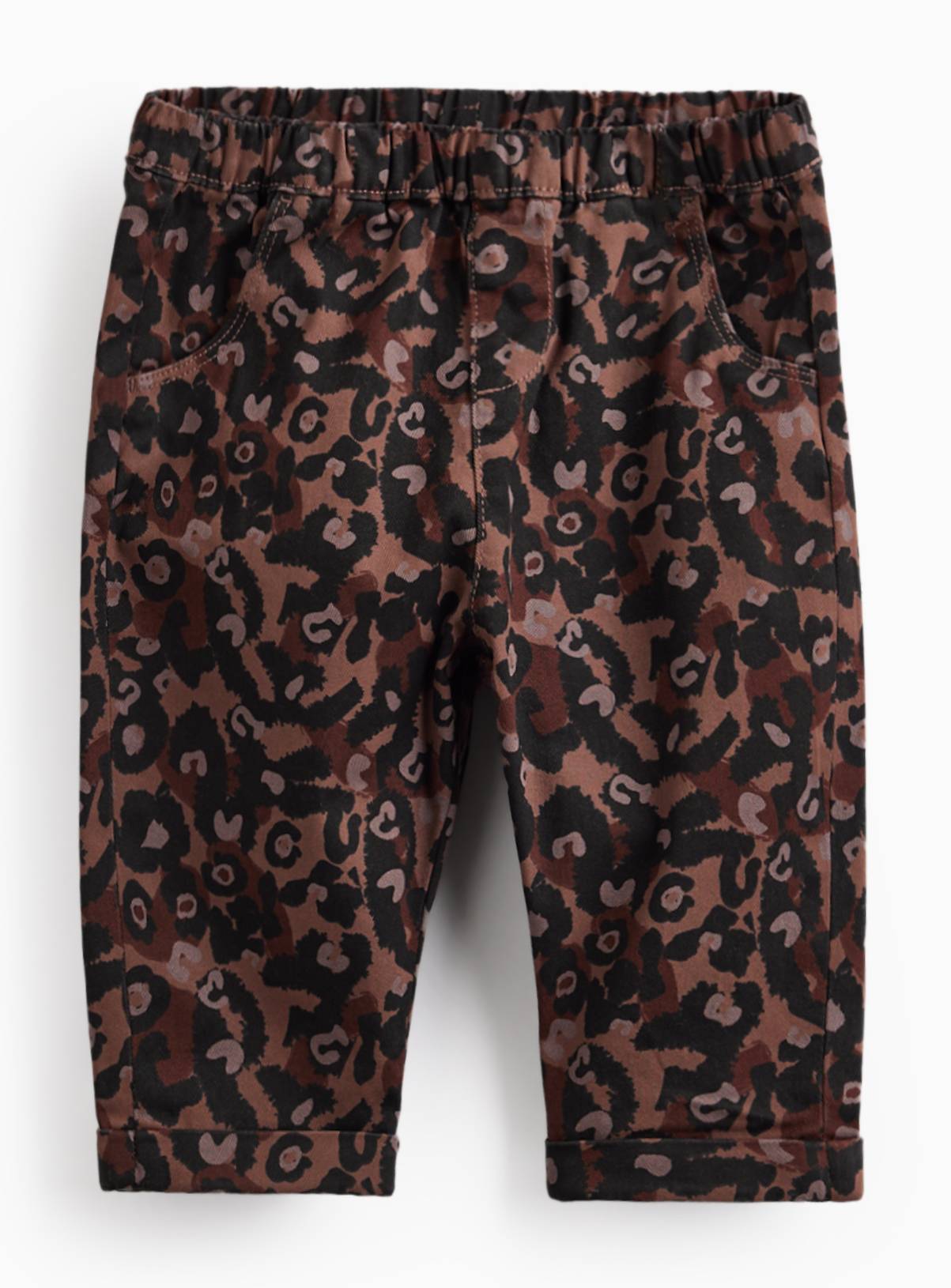 Brown Leopard Print Jeans 3-6 months - Image 1